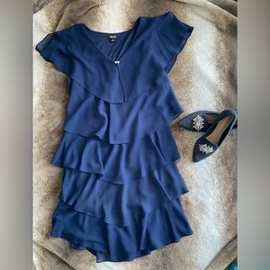 💙👗 SLNY Blue Chiffon Mother of the Bride Dress 👗💙